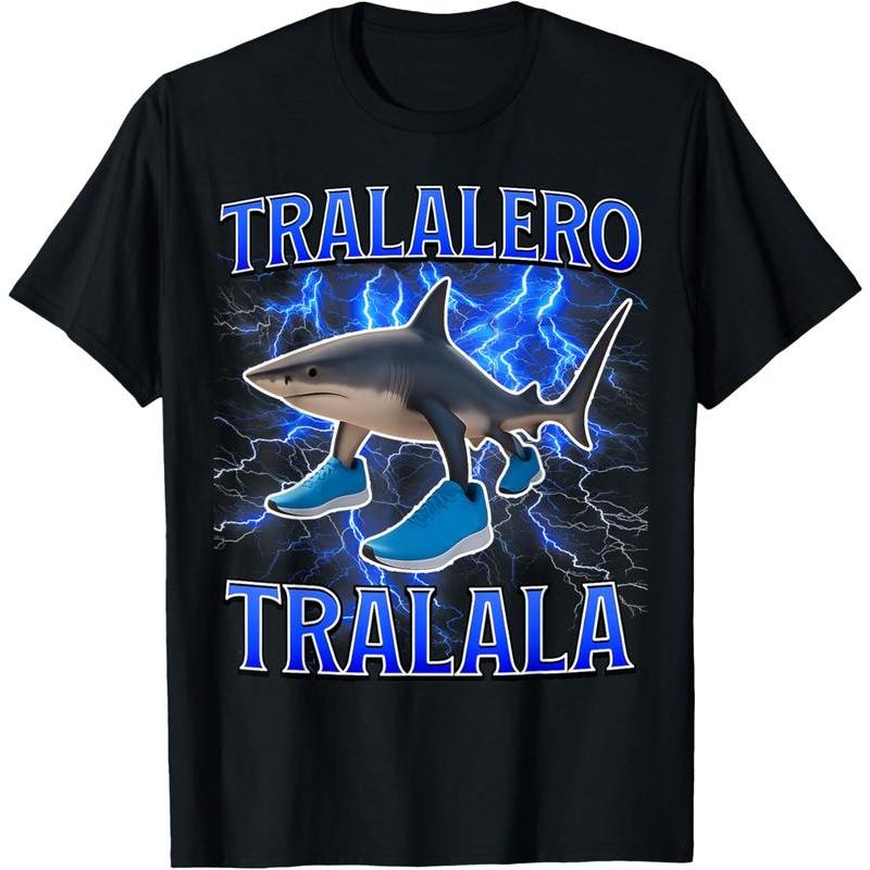 100% Cotton Tralalero Tralala Funny Shark Italian Brainrot Meme T-Shirt
